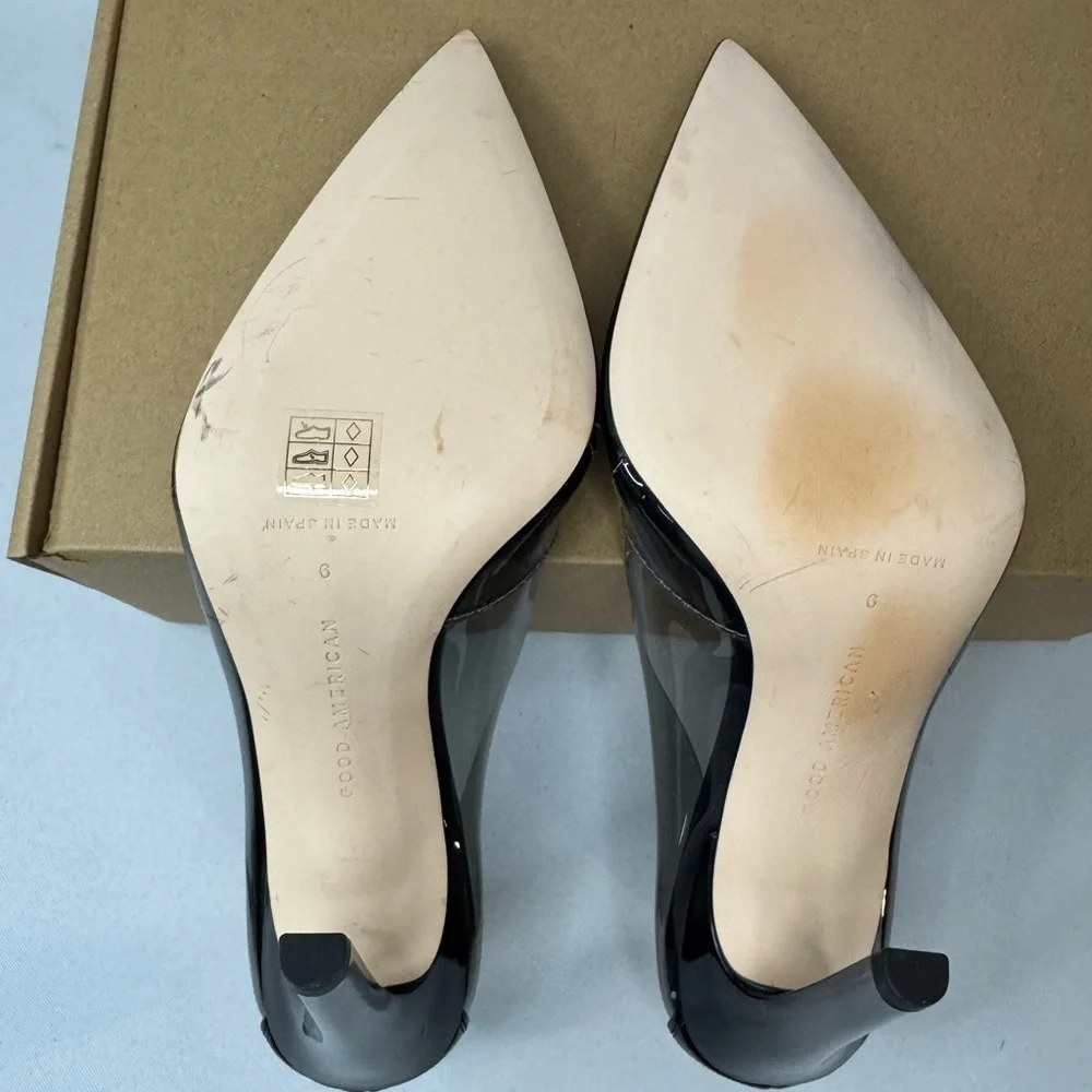 NWOT Good American Cinderella pump heels clear stiletto in Light Smoke women’s 9 - Picture 7 of 8